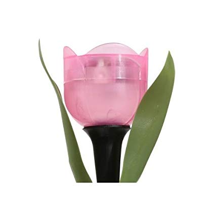 PINK Plastic Solar-Powered Tulip-Shaped Stake Lights, 12