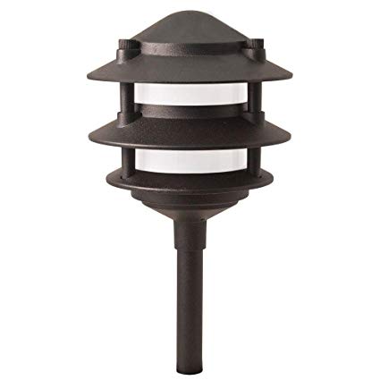 Hampton Bay Low Voltage LED Black 3-Tier Metal Path Light - Lasts Up to 50,000 HOURS - Costs Just Pennies to Operate - Corrosion RESISTANT - DURABLE Yet Elegant - 5 Year Warranty