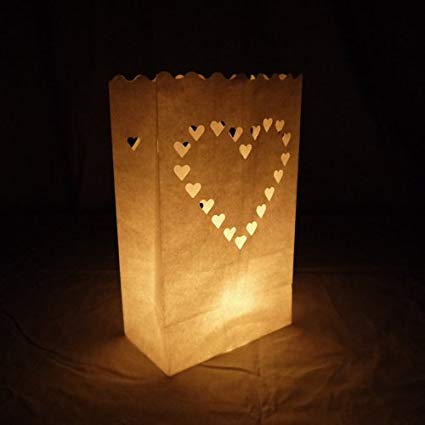 PaperLanternStore.com Heart Paper Luminaries / Luminary Lantern Bags Path Lighting (10 PACK)