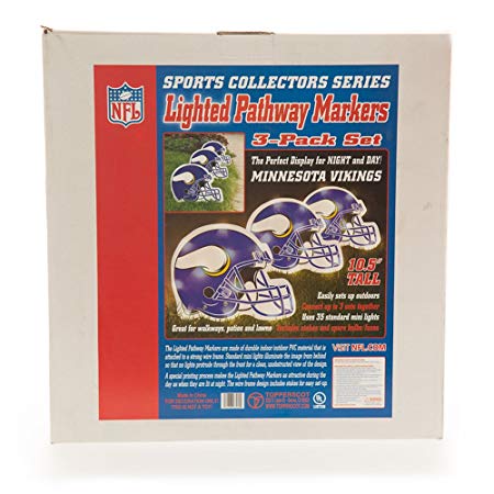 NFL Officially Licensed Lighted Pathway Markers Set - Minnesota Vikings (Set of 3 Path Markers)