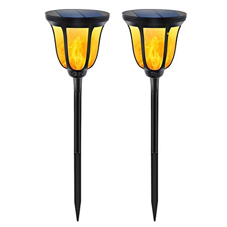 AVEKI Solar Flame Lights Outdoor, 96 LED Solar Flame Flickering Torch Lights Waterproof Dancing Flame Outdoor Landscape Path Lights Dusk to Dawn Auto On/Off for Garden Patio Yard (2 Pack)