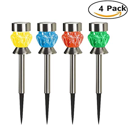 GreeSuit Garden Solar Lights Landscape Pathway Lights for Patio Lawn Yard Outdoor Security with Waterproof Stainless Steel - 4 Pack