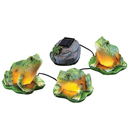 Solar Leap Frogs Garden Figurine, Green