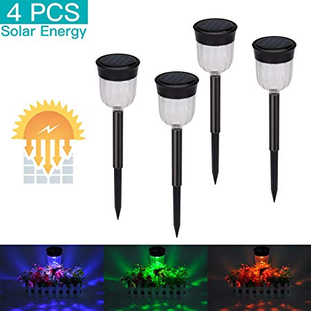lychee Outdoor Solar Garden Lights, Led Solar Torch Light Light Control, Solar Powered 7 Colors Changing Effect Light, Outdoor Landscape Decoration Path Lighting, Auto On/Off, IP65 Waterproof,4Packs