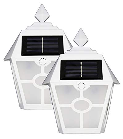 Sogrand Solar Deck Post Lights Outdoor Garage Door Lights Step Stair Light Waterproof Decorative White Wall Lamp Fence Decorations Warm White LED Deal of The Day Prime for Garden Walkway Path 2Pack