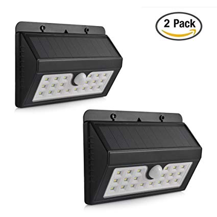 Path Light, LEDGLE Solar Lights Outdoor Wall Lamp for Patio Deck Yard Driveway Garden Security Light, 3 Adjustable Sensing Modes, 20 LED (2Pack)