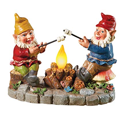 Solar Campfire Light Garden Gnomes, with Hand-painted Details and Bright Colors
