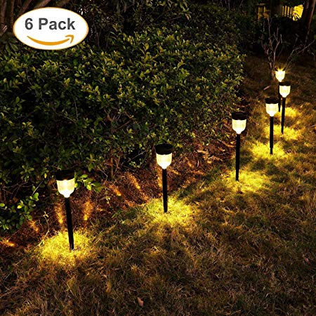 GELOO Solar Outdoor Lights 6-Pack Solar Pathway Lights Outdoor Garden Lights Outdoor Landscape Lighting for Lawn, Yard, Patio, Driveway, Walkway, Warm White